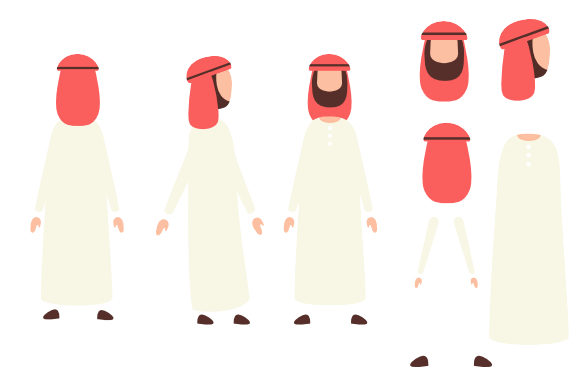 Arab Muslim Male Characters for Creative Projects