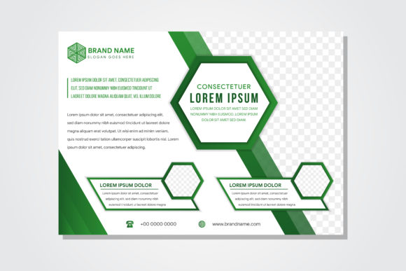 Diagonal Green Hexagon Horizontal Flyer: A Modern Design Template for Business Communication