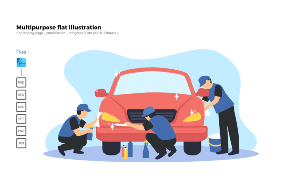 Flat Illustration Car Spa Coating Service: A Visual Edge for Modern Businesses