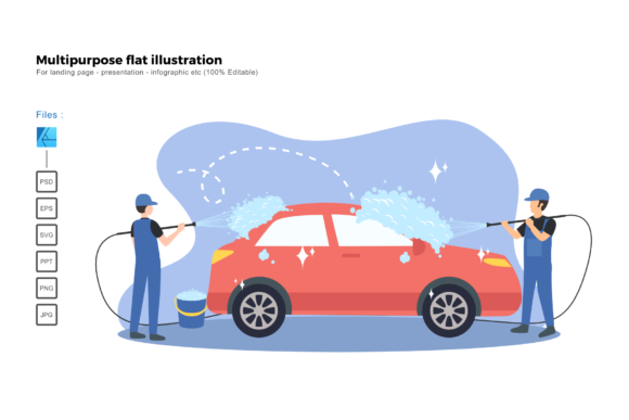 Flat Illustration Car Wash Service: A Versatile Design Solution for Modern Businesses