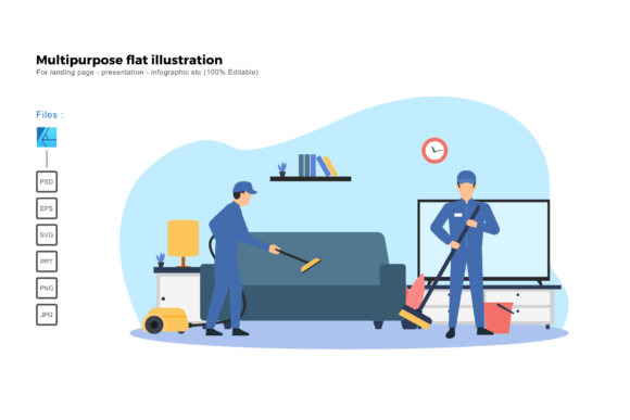 Flat Illustration Cleaning Service: Enhancing Visual Communication with Multipurpose Vector Design Templates