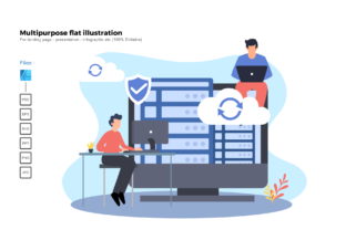 Flat Illustration Cloud Hosting for Creative Projects