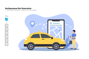 Flat Illustration Taxi Online: Creative Design Made Simple