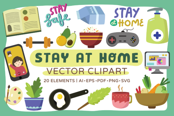 Stay at Home Vector Clipart Pack